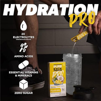PURE KICK PRO Hydration Elektrolyt-Getränkepulver, Ananas-Kokosnuss, 6 Beutel pro Packung