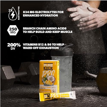 PURE KICK PRO Hydration Elektrolyt-Getränkepulver, Ananas-Kokosnuss, 6 Beutel pro Packung