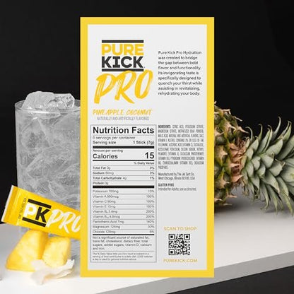 PURE KICK PRO Hydration Elektrolyt-Getränkepulver, Ananas-Kokosnuss, 6 Beutel pro Packung