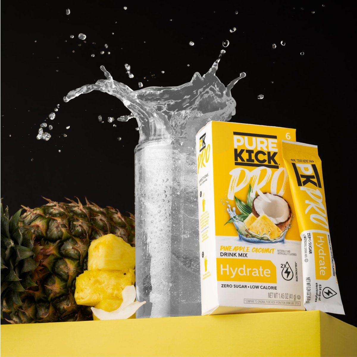 PURE KICK PRO Hydration Elektrolyt-Getränkepulver, Ananas-Kokosnuss, 6 Beutel pro Packung