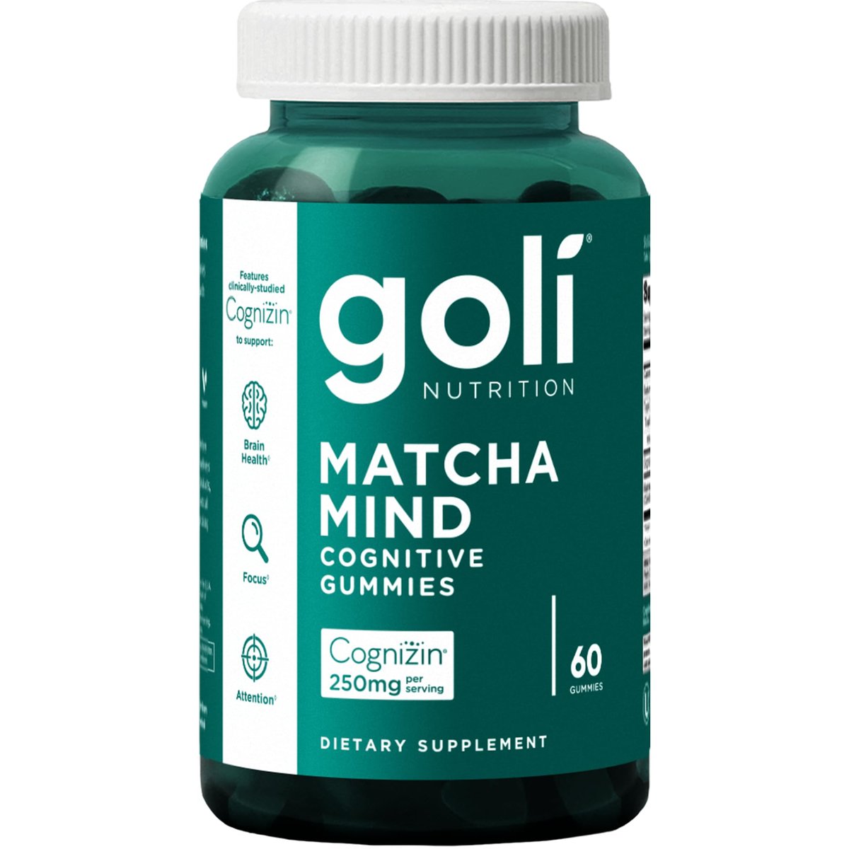 Goli Matcha Mind Cognitive Gummies mit Cognizin Citicolin - 250 mg Citicolin plus Matcha-Pulver - Gehirn Gesundheit und Fokus Unterstützung - Vegan, Nicht-GVO, Glutenfrei