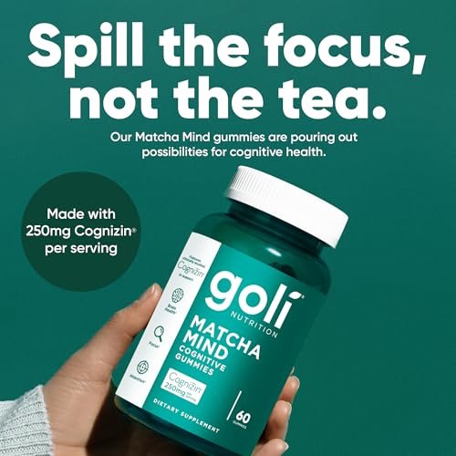 Goli Matcha Mind Cognitive Gummies mit Cognizin Citicolin - 250 mg Citicolin plus Matcha-Pulver - Gehirn Gesundheit und Fokus Unterstützung - Vegan, Nicht-GVO, Glutenfrei
