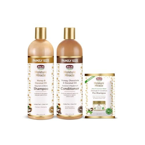 African Pride Moisture Miracle 3-in-1 Set für natürliche Locken und Wellen – Sulfatfrei, farbschonend, 16 Unzen