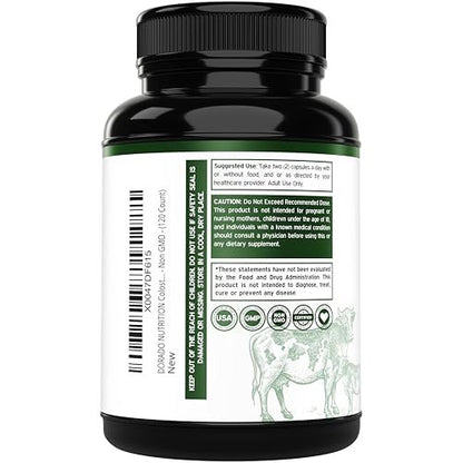 Colostrum Supplement 120 Kapseln – 1000 mg pro Portion, Rinderkolostrum aus der Erstmilch, standardisiert auf 20 % IgG-Immunglobuline, grasgefüttert, ohne Füllstoffe, drittgeprüft, USA-Herstellung
