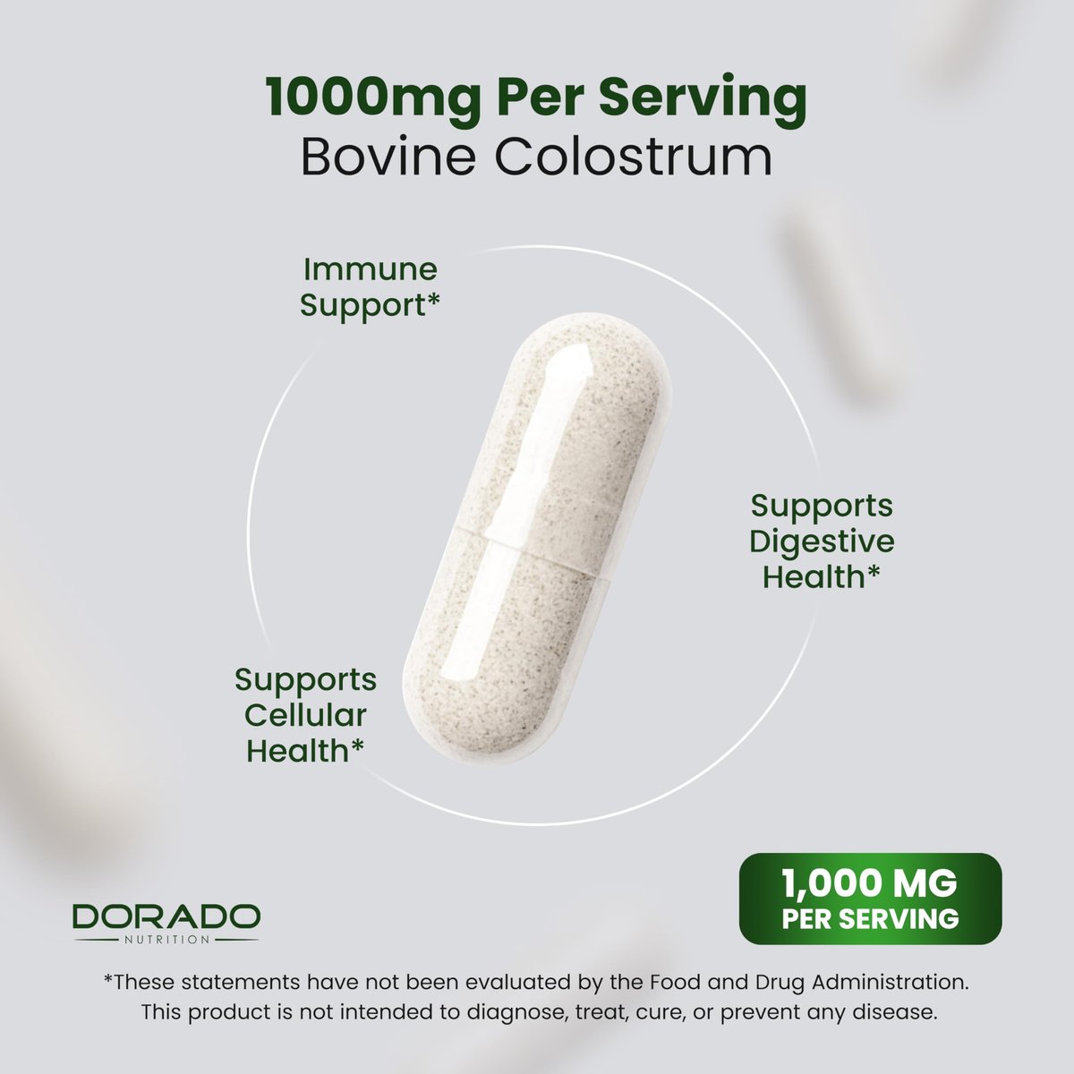 Colostrum Supplement 120 Kapseln – 1000 mg pro Portion, Rinderkolostrum aus der Erstmilch, standardisiert auf 20 % IgG-Immunglobuline, grasgefüttert, ohne Füllstoffe, drittgeprüft, USA-Herstellung