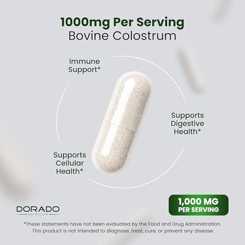 Colostrum Supplement 120 Kapseln – 1000 mg pro Portion, Rinderkolostrum aus der Erstmilch, standardisiert auf 20 % IgG-Immunglobuline, grasgefüttert, ohne Füllstoffe, drittgeprüft, USA-Herstellung