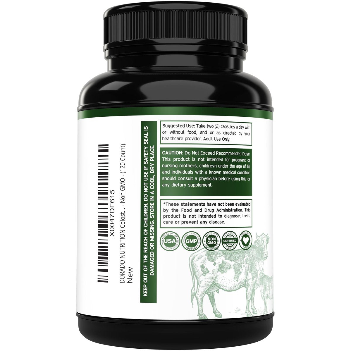 Colostrum Supplement 120 Kapseln – 1000 mg pro Portion, Rinderkolostrum aus der Erstmilch, standardisiert auf 20 % IgG-Immunglobuline, grasgefüttert, ohne Füllstoffe, drittgeprüft, USA-Herstellung