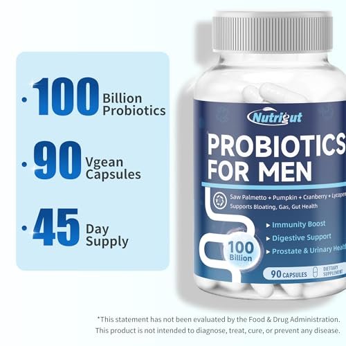 Probiotika für Männer, 100 Milliarden KBE mit Präbiotika, Sägepalmenbeere, Kürbiskern, Cranberry & Lycopin für Prostata- und Harnwegsgesundheit, Männer-Probiotikum für Verdauungs- und Immunsystem, 90 Kapseln
