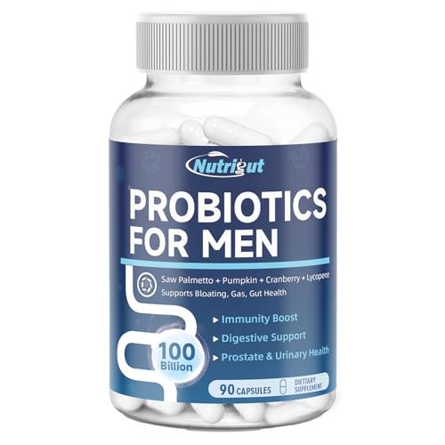 Probiotika für Männer, 100 Milliarden KBE mit Präbiotika, Sägepalmenbeere, Kürbiskern, Cranberry & Lycopin für Prostata- und Harnwegsgesundheit, Männer-Probiotikum für Verdauungs- und Immunsystem, 90 Kapseln