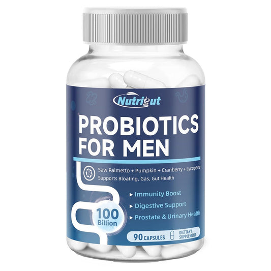 Probiotika für Männer, 100 Milliarden KBE mit Präbiotika, Sägepalmenbeere, Kürbiskern, Cranberry & Lycopin für Prostata- und Harnwegsgesundheit, Männer-Probiotikum für Verdauungs- und Immunsystem, 90 Kapseln