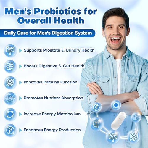 Probiotika für Männer, 100 Milliarden KBE mit Präbiotika, Sägepalmenbeere, Kürbiskern, Cranberry & Lycopin für Prostata- und Harnwegsgesundheit, Männer-Probiotikum für Verdauungs- und Immunsystem, 90 Kapseln
