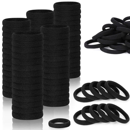 MISSJOJIAY Haargummis für Mädchen 200 Stück Schwarz – Sanfte elastische Haarbänder für mittellanges Haar, schmerzfrei für Zöpfe, Pferdeschwänze und mehr