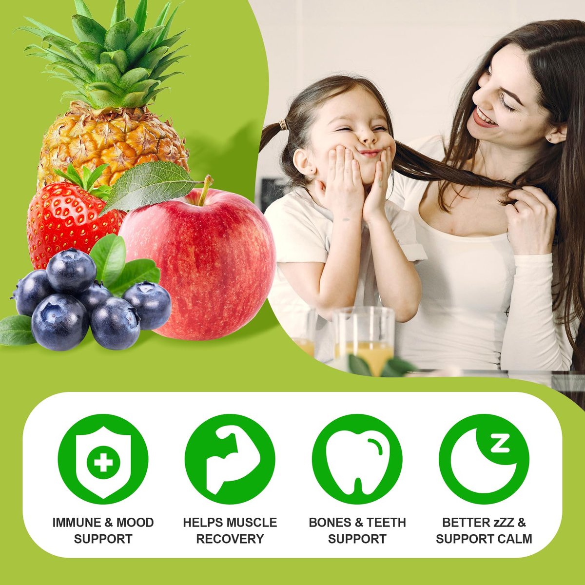 Calcium Magnesium Zink Gummies mit Vitamin D3, Zuckerfrei - Hochdosiert für Knochen, Muskeln & Immunsystem, gemischte Früchte, 60 Stück