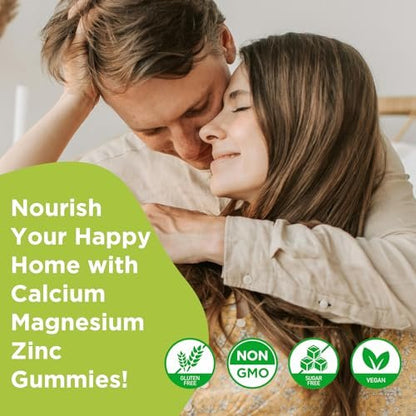 Calcium Magnesium Zink Gummies mit Vitamin D3, Zuckerfrei - Hochdosiert für Knochen, Muskeln & Immunsystem, gemischte Früchte, 60 Stück