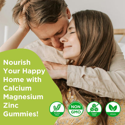 Calcium Magnesium Zink Gummies mit Vitamin D3, Zuckerfrei - Hochdosiert für Knochen, Muskeln & Immunsystem, gemischte Früchte, 60 Stück