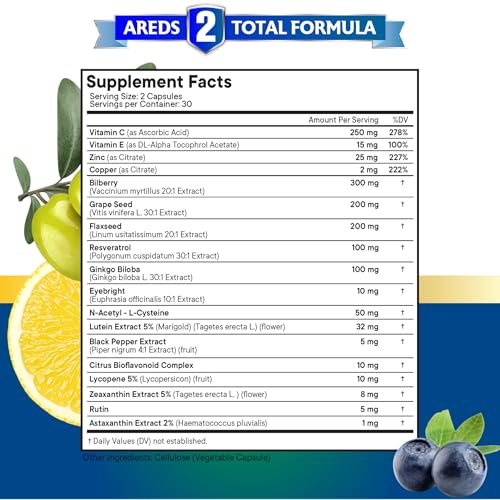 NEW AGE Augengesundheit Vitamine mit Heidelbeere, Lutein & Zeaxanthin, Lycopin, Resveratrol, Traubenkern, Astaxanthin - Augen Vitamin - 60 Kapseln