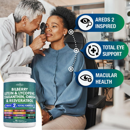 NEW AGE Augengesundheit Vitamine mit Heidelbeere, Lutein & Zeaxanthin, Lycopin, Resveratrol, Traubenkern, Astaxanthin - Augen Vitamin - 60 Kapseln