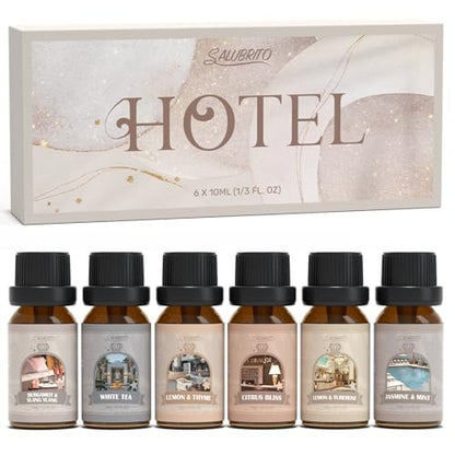 SALUBRITO Hotel Duftöl-Set, Luxuriöses ätherisches Öl-Set für Diffuser, Kerzen-, Seifenherstellung, Bergamotte & Ylang-Ylang, Weißer Tee, Zitrone & Thymian, Citrus Bliss, Zitronen-Tuberose, Jasmin & Minze