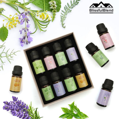 8-teiliges Set reiner ätherischer Öle für Diffuser, Haushalt, Kerzen, Seife, Reinigung, Parfüm, Wäsche – Pfefferminze, Lavendel, Rose, Nelke – Bio-Aromatherapie für Frauen und Mütter, je 10 ml, Geschenk zum Muttertag