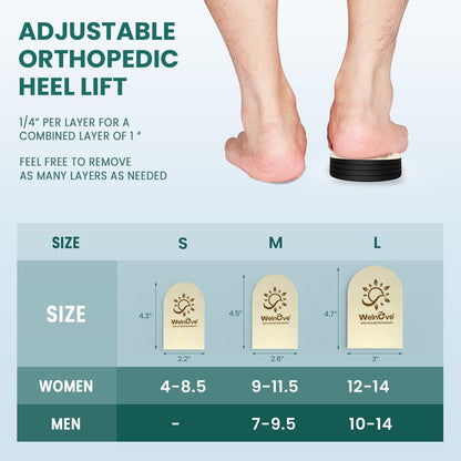 Welnove Fersenerhöhung für ungleiche Beine - 4 Schichten verstellbare orthopädische Schuherhöhung für Frauen und Männer bei Beinlängendifferenz, Fersensporn-Schmerzen - Erhöhung um 1/4", 1/2", 3/4", 1 Zoll, Medium, Beige