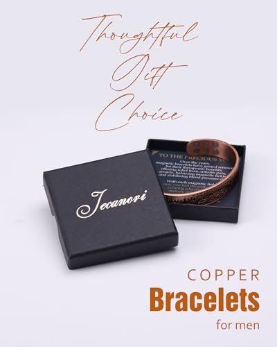 Jecanori Kupferarmband für Männer – 18-fache Stärke, 99,99 % reines massives Kupferarmband mit Magneten