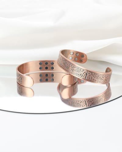 Jecanori Kupferarmband für Männer – 18-fache Stärke, 99,99 % reines massives Kupferarmband mit Magneten