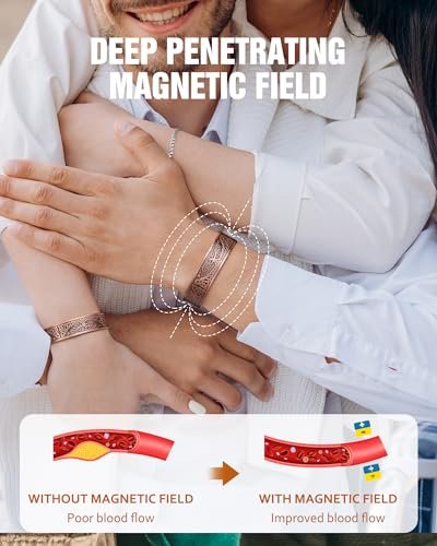 Jecanori Kupferarmband für Männer – 18-fache Stärke, 99,99 % reines massives Kupferarmband mit Magneten