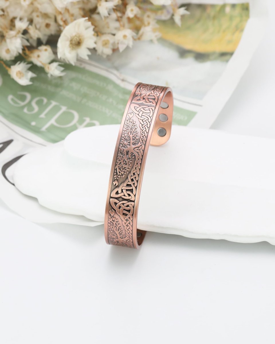 Jecanori Kupferarmband für Männer – 18-fache Stärke, 99,99 % reines massives Kupferarmband mit Magneten