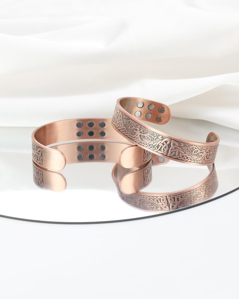 Jecanori Kupferarmband für Männer – 18-fache Stärke, 99,99 % reines massives Kupferarmband mit Magneten