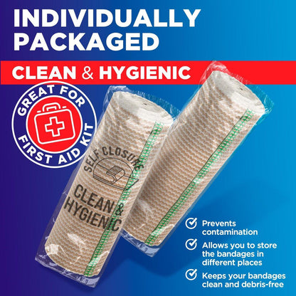 Mighty-X Premium Elastische Binde 15 cm (2er-Pack) - Starke Kompression - Selbstschließende Wiederverwendbare Bandagen für Beine, Knie, Rücken, Bauch, Lymphödem - Bauchwickel - für Erste-Hilfe-Set & Nach Operation