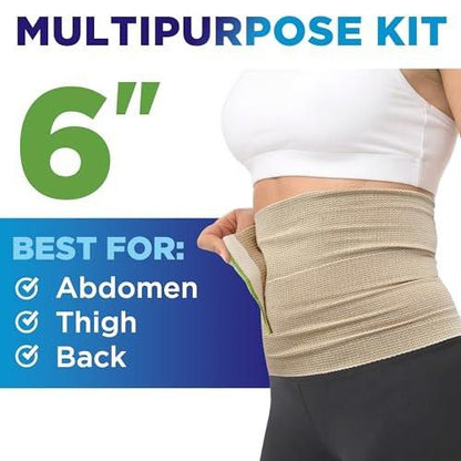 Elastische Binden 4er-Pack (2x6 Zoll, 2x4 Zoll) – Starke Kompression, Selbstschließend, Wiederverwendbar – für Beine, Knie, Rücken, Bauch, Lymphödem, Tummy Wrap – für Erste-Hilfe-Set & nach Operationen