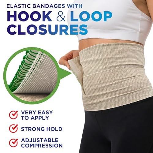 Mighty-X Premium Elastische Binde 15 cm (2er-Pack) - Starke Kompression - Selbstschließende Wiederverwendbare Bandagen für Beine, Knie, Rücken, Bauch, Lymphödem - Bauchwickel - für Erste-Hilfe-Set & Nach Operation