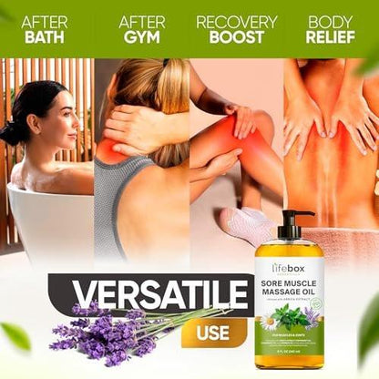 Arnica Muskel- und Gelenkmassageöl – 100% rein & natürlich – Massagetherapie für Muskeln & Gelenke – Körperöl mit Arnikaextrakt, Lavendelöl, Pfefferminzöl & Kamillenöl – 240 ml
