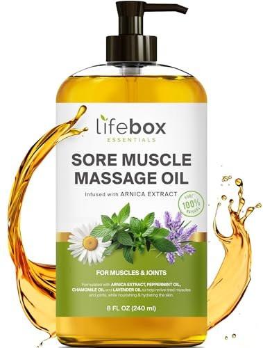 Arnica Muskel- und Gelenkmassageöl – 100% rein & natürlich – Massagetherapie für Muskeln & Gelenke – Körperöl mit Arnikaextrakt, Lavendelöl, Pfefferminzöl & Kamillenöl – 240 ml
