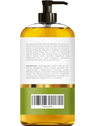 Arnica Muskel- und Gelenkmassageöl – 100% rein & natürlich – Massagetherapie für Muskeln & Gelenke – Körperöl mit Arnikaextrakt, Lavendelöl, Pfefferminzöl & Kamillenöl – 240 ml