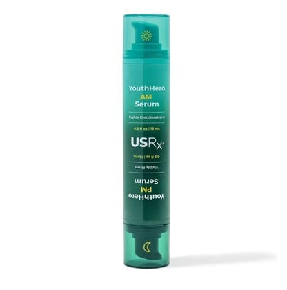 Urban Skin Rx Youthhero AM/PM 2-in-1 Dual-Formula Tag- und Nacht-Gesichtsseren – Verbessert Verfärbungen & Sonnenschäden, Unterstützt Elastizität, Reduziert raue Textur, feine Linien & Falten, 30 ml Gesamt