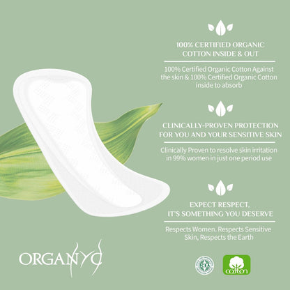 Organyc 100% zertifizierte Bio-Baumwoll Slipeinlagen 2 in 1 für Damen – Passend für Tanga oder normale Unterwäsche, leichte Blutung, 20 Stück