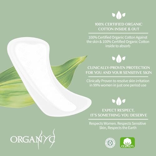 Organyc 100% zertifizierte Bio-Baumwoll Slipeinlagen 2 in 1 für Damen – Passend für Tanga oder normale Unterwäsche, leichte Blutung, 20 Stück