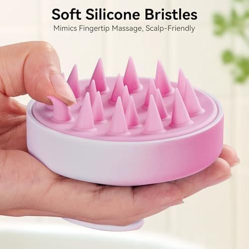HEETA Kopfhautmassagegerät für Haarwachstum – Weiches Silikon-Scalp Scrubber Shampoo-Bürste zur Exfoliation, Schuppenentfernung & Stressabbau – Nass & Trocken für dickes, dünnes, lockiges Haar – Gradient Lila