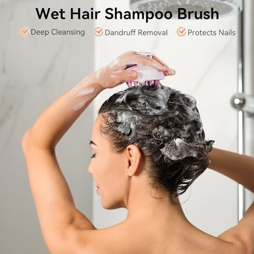 HEETA Kopfhautmassagegerät für Haarwachstum – Weiches Silikon-Scalp Scrubber Shampoo-Bürste zur Exfoliation, Schuppenentfernung & Stressabbau – Nass & Trocken für dickes, dünnes, lockiges Haar – Gradient Lila