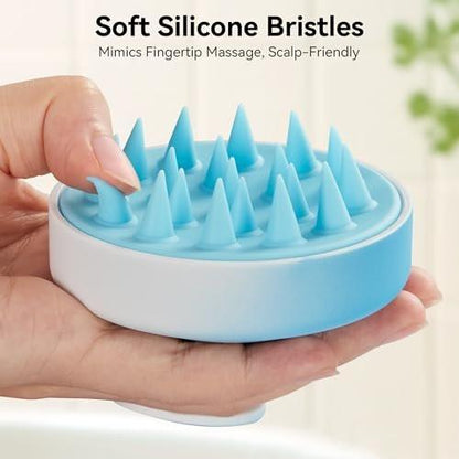HEETA Scalp Massager Haarwachstum, Weiches Silikon-Kopfhautbürste Shampoo-Bürste für Peeling, Schuppenentfernung, Kopfmassage Stressabbau, Nass & Trocken für Dickes Dünnes Lockiges Haar, Gradient Blau
