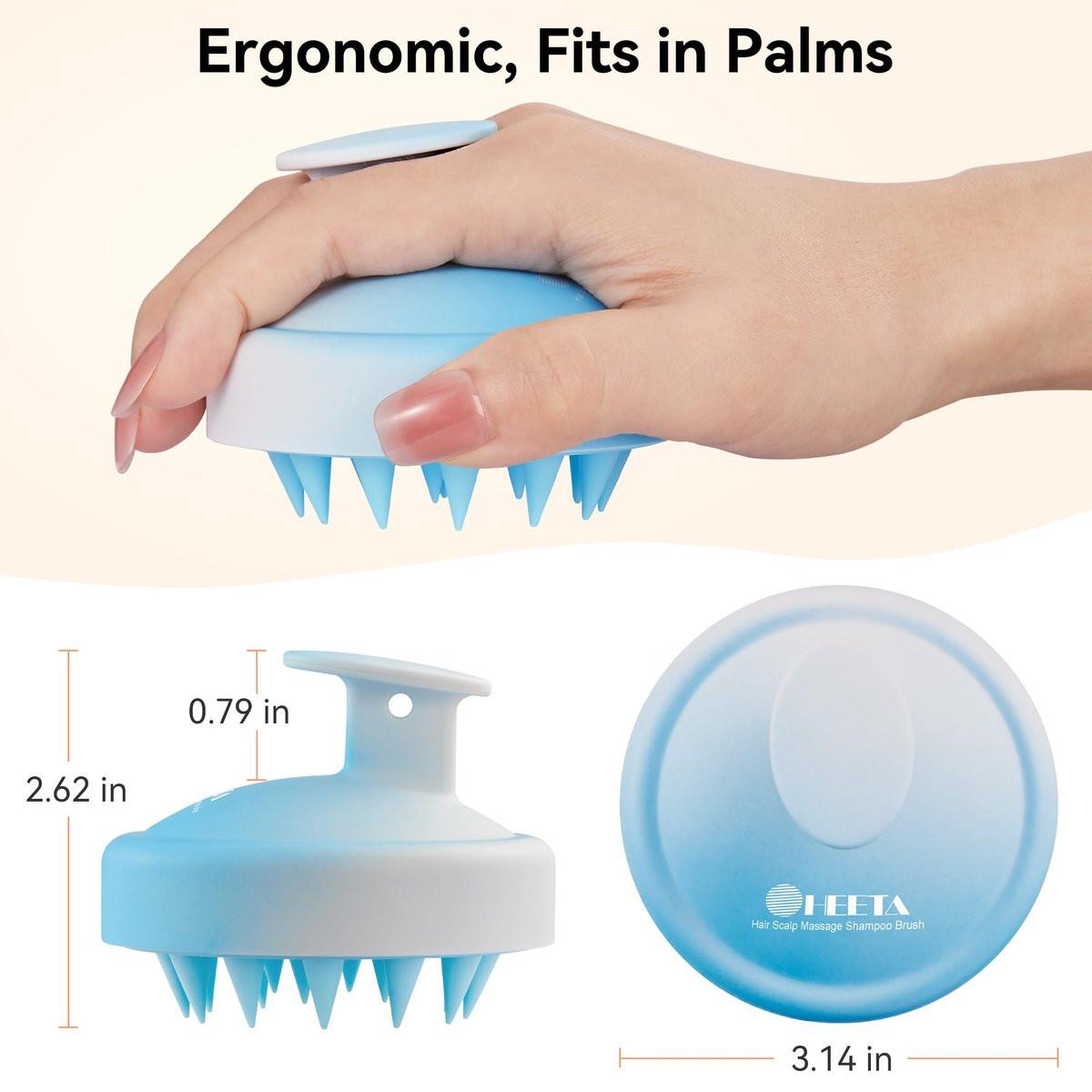 HEETA Scalp Massager Haarwachstum, Weiches Silikon-Kopfhautbürste Shampoo-Bürste für Peeling, Schuppenentfernung, Kopfmassage Stressabbau, Nass & Trocken für Dickes Dünnes Lockiges Haar, Gradient Blau