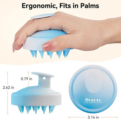 HEETA Scalp Massager Haarwachstum, Weiches Silikon-Kopfhautbürste Shampoo-Bürste für Peeling, Schuppenentfernung, Kopfmassage Stressabbau, Nass & Trocken für Dickes Dünnes Lockiges Haar, Gradient Blau