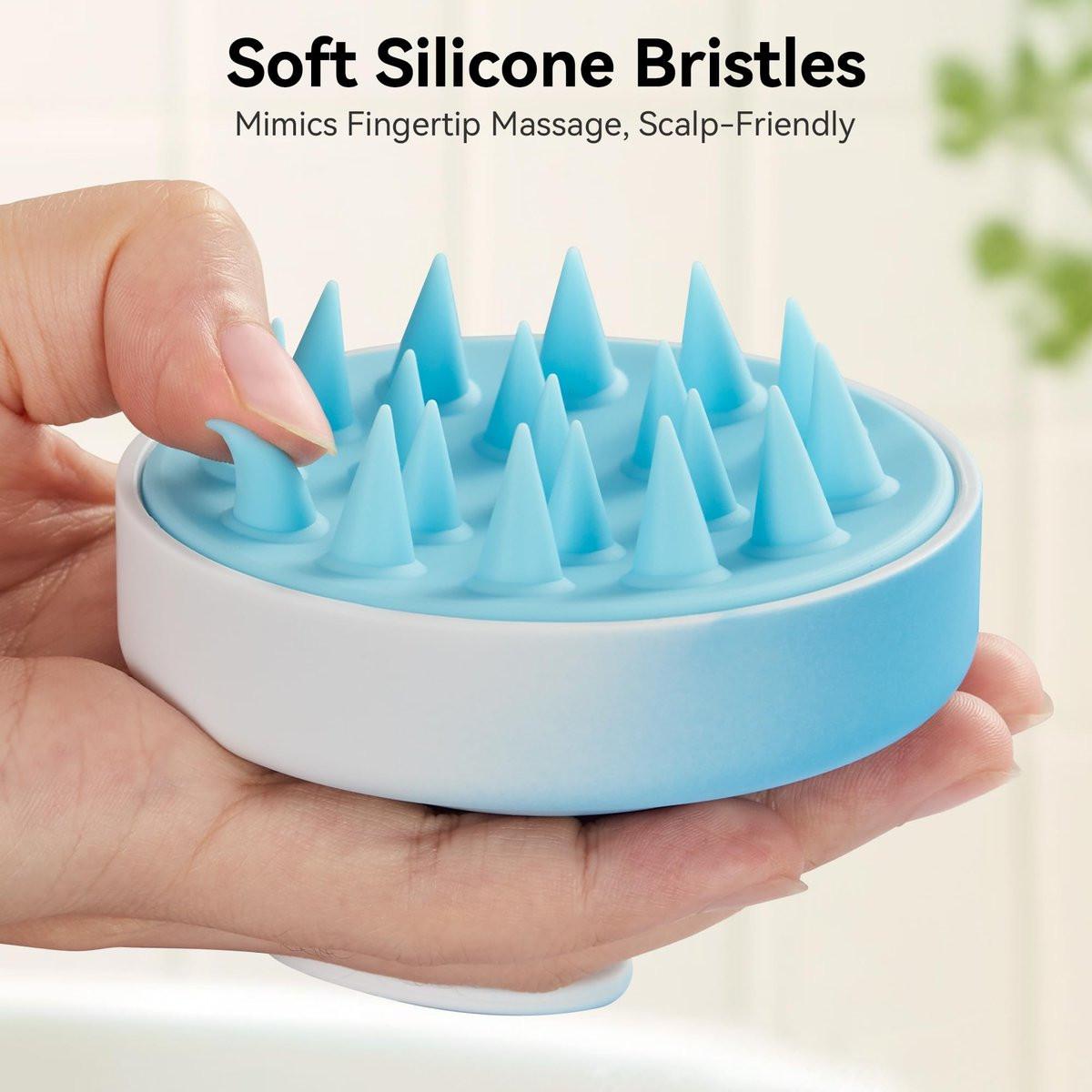 HEETA Scalp Massager Haarwachstum, Weiches Silikon-Kopfhautbürste Shampoo-Bürste für Peeling, Schuppenentfernung, Kopfmassage Stressabbau, Nass & Trocken für Dickes Dünnes Lockiges Haar, Gradient Blau