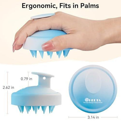 HEETA Scalp Massager Haarwachstum, Weiches Silikon-Kopfhautbürste Shampoo-Bürste für Peeling, Schuppenentfernung, Kopfmassage Stressabbau, Nass & Trocken für Dickes Dünnes Lockiges Haar, Gradient Blau