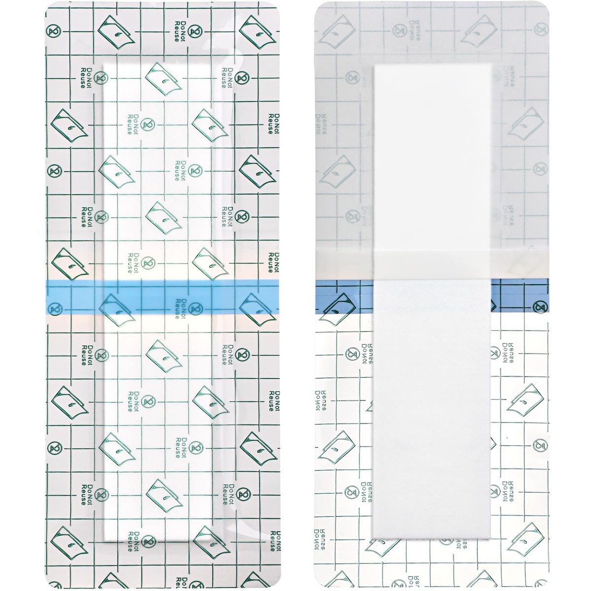 Wasserdichte Wundauflagen für große Wunden, Knie- und Hüftoperationen – Klebender Inselverband, Pflasterband für die Dusche, kein Kleber in der Mitte, 4 x 14 Zoll (14er-Pack)