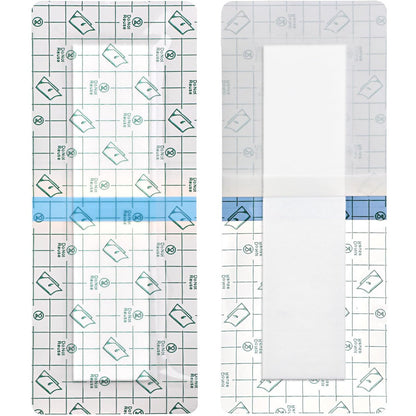 Wasserdichte Wundauflagen für große Wunden, Knie- und Hüftoperationen – Klebender Inselverband, Pflasterband für die Dusche, kein Kleber in der Mitte, 4 x 14 Zoll (14er-Pack)