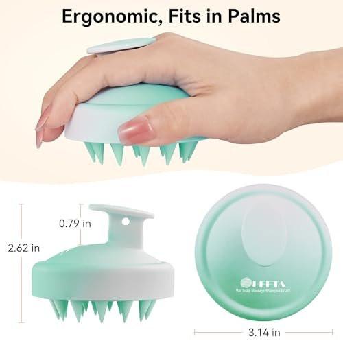 HEETA Scalp Massager Haarwachstum, Weiches Silikon-Kopfhautbürste Shampoo-Bürste für Peeling, Schuppenentfernung, Kopfmassage Stressabbau, Nass & Trocken für Dickes Dünnes Lockiges Haar, Gradient Blau