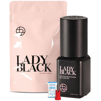 BEAU LASHES Lady Black Wimpernkleber 5 ml | 1-3 Sekunden Trocknungszeit & starker Halt 5-6 Wochen | Professioneller semi-permanenter Einzel-/Volumen-Wimpernkleber in Tiefschwarz | Latexfrei