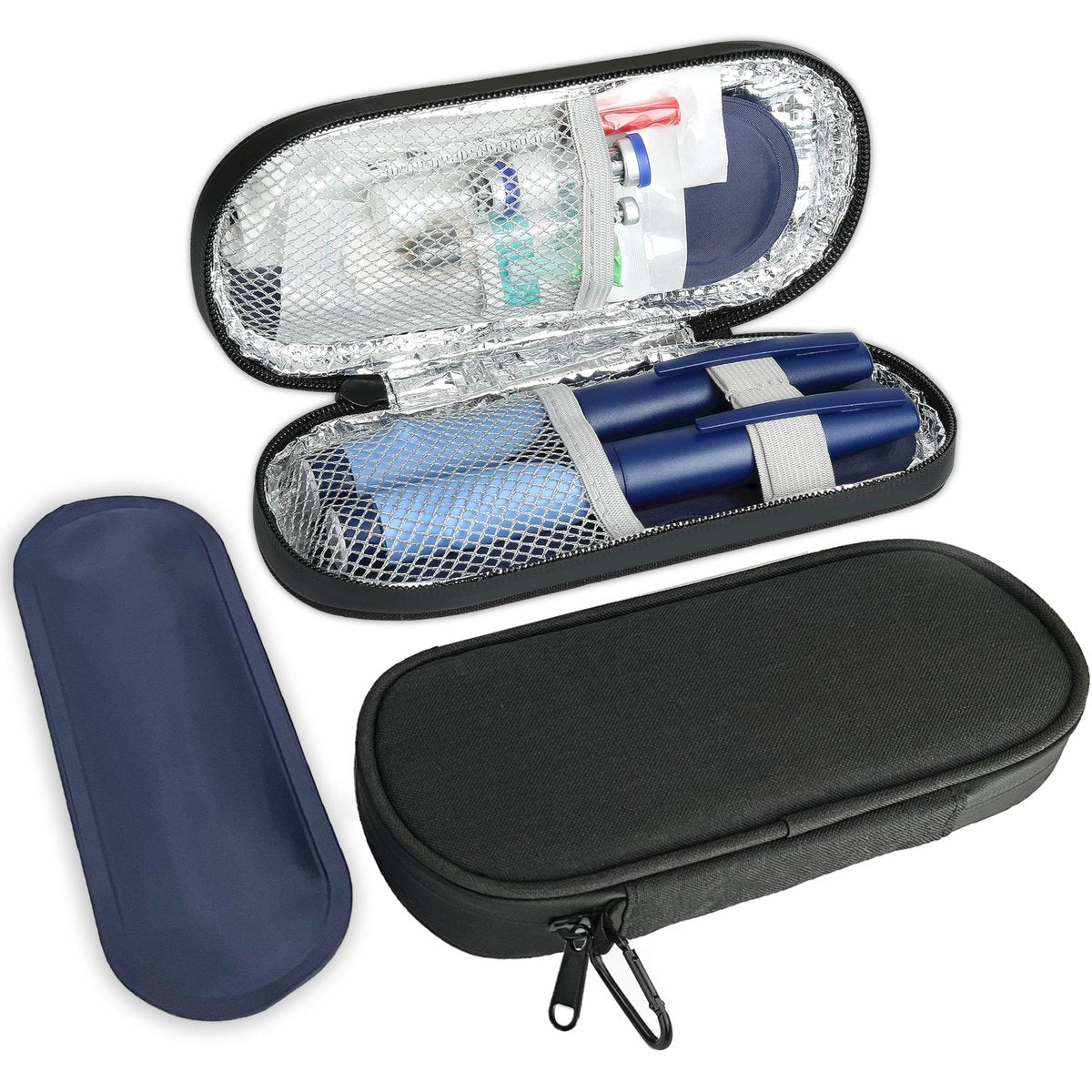 CDBXPRG Insulin Pen Kühltasche Reiseetui mit TSA-zugelassenen Kühlakkus, Isolierte Aufbewahrung für Diabetes-Medikamente, Organizer für Insulin-Pens und Zubehör, für Alltag und Reisen, Schwarz
